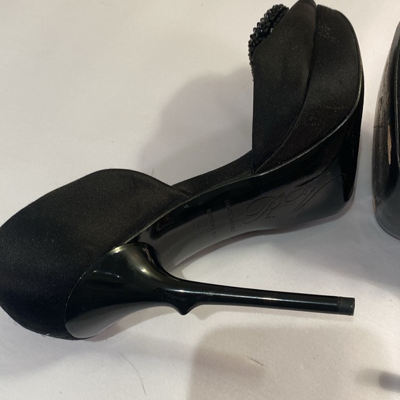 Roger Vivier black satin peep toe d’Orsay high heel evening shoes Sz 36.5 - Picture 13 of 16